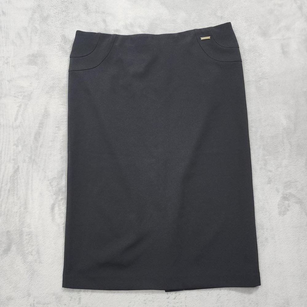 Anne Klein Skirt Womens M Black Knit Pencil Knee Length Pull On Stretch Office